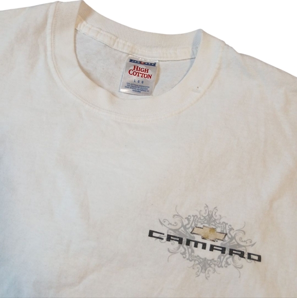 Chevrolet Camaro White Graphic Racing T-Shirt High Cotton Size Large - Picture 1 of 5